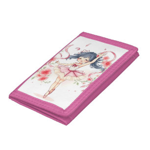 Cute little ballerina girl tri-fold wallet