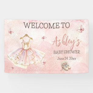 Cute Little Ballerina Pink Tutu Baby Shower Banner