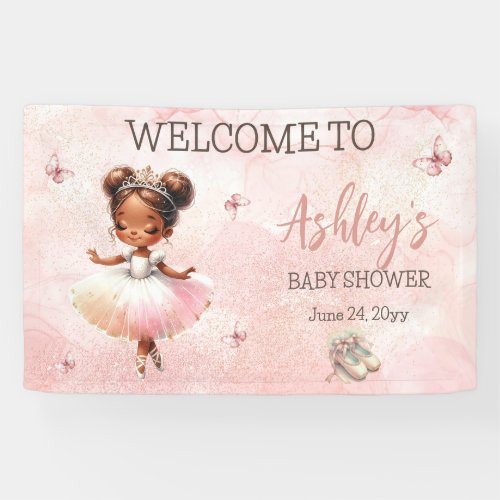 Cute Little Ballerina Pink Tutu Baby Shower Banner
