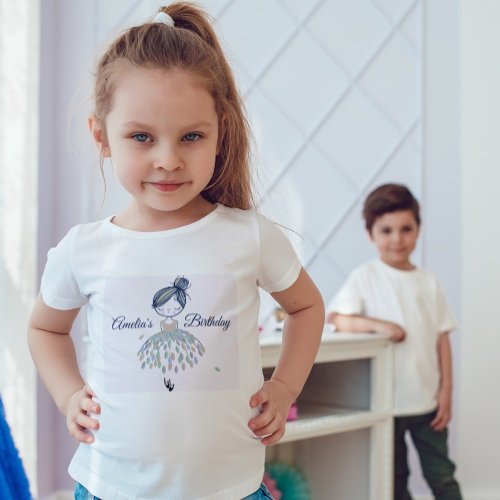 Cute Little Ballerina Princess Birthday Girls  Toddler T_shirt