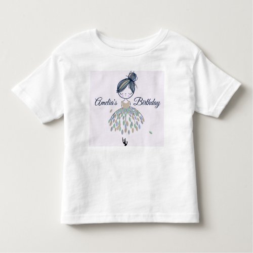 Cute Little Ballerina Princess Birthday Girls  Toddler T_shirt