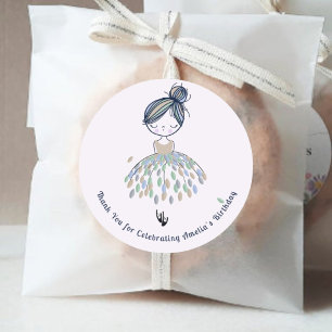 Cute Little Ballerina Princess Birthday Party Classic Round Sticker