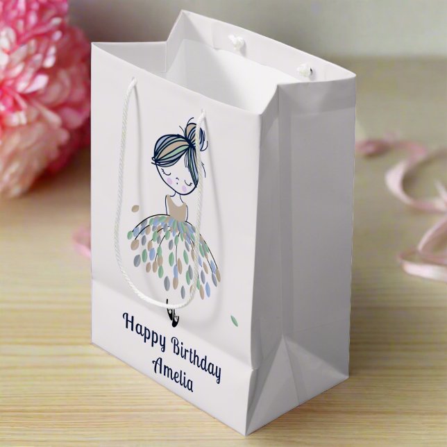 Cute Little Ballerina Princess Birthday Party   Medium Gift Bag (Creator Uploaded)