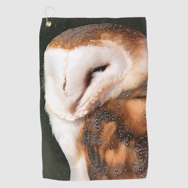 CUTE LITTLE BARN OWL GOLF TOWEL (Front)