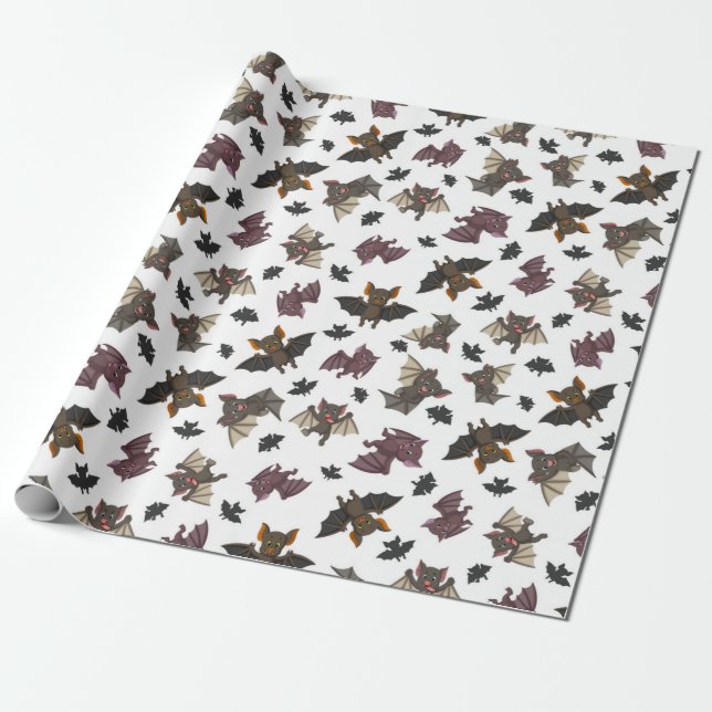 Cute Little Bat Patern Wrapping Paper (Unrolled)