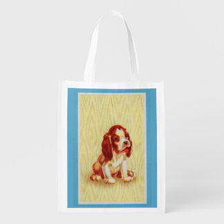 cute little beagle puppy grocery bag