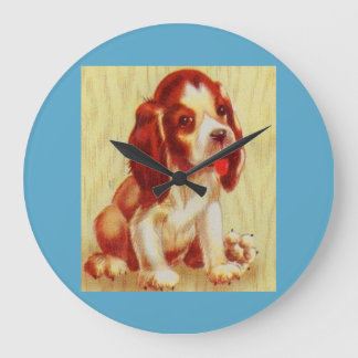 cute little beagle puppy large clock