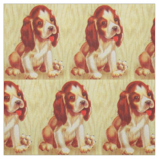 cute little beagle puppy print fabric