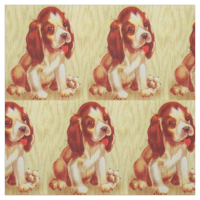cute little beagle puppy print fabric (Swatch)