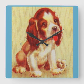 cute little beagle puppy square wall clock