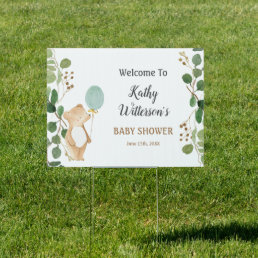 Cute Little Bear Baby Shower Banner Sign