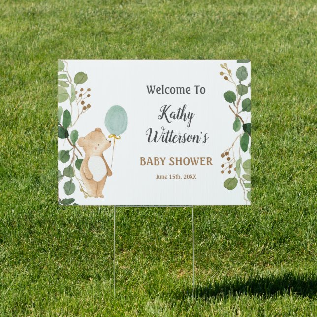 Cute Little Bear Baby Shower Banner Sign (Insitu)