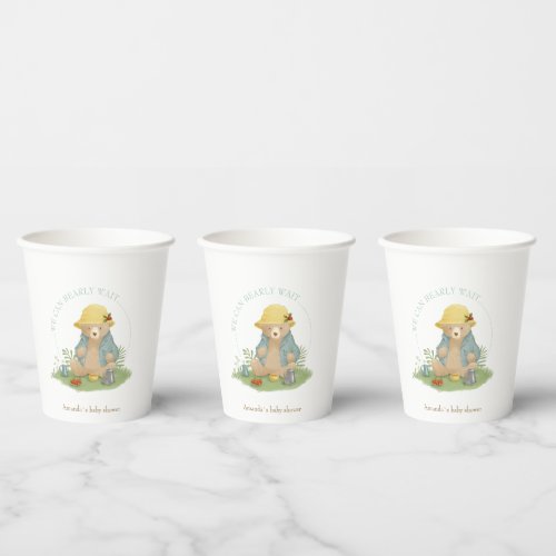Cute Little Bear in a Yellow Panama Paper Cups