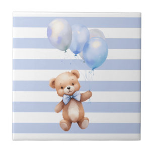 Cute Little Bear in Blue Ceramic Tile