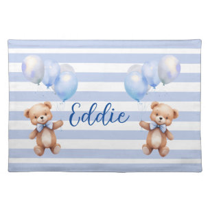Cute Little Bear in Blue Cloth Placemat