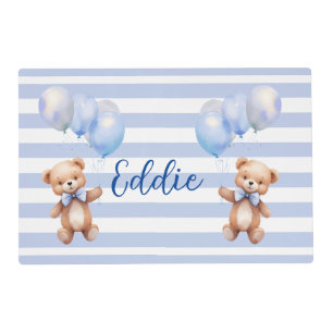 Cute Little Bear in Blue Placemat