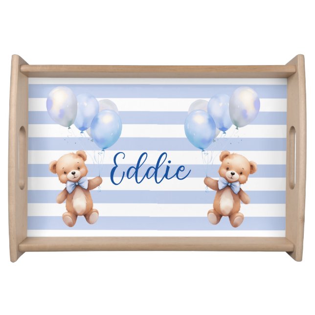 Cute Little Bear in Blue Serving Tray (Front)