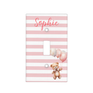 Cute Little Bear in Pink Light Switch Cover