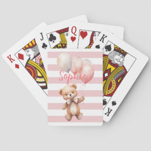 Cute Little Bear in Pink Poker Cards