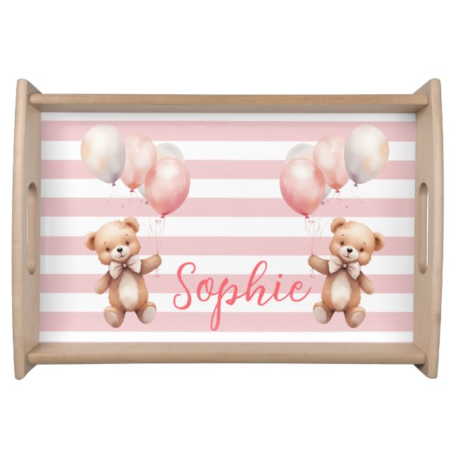 Cute Little Bear in Pink Serving Tray (Front)
