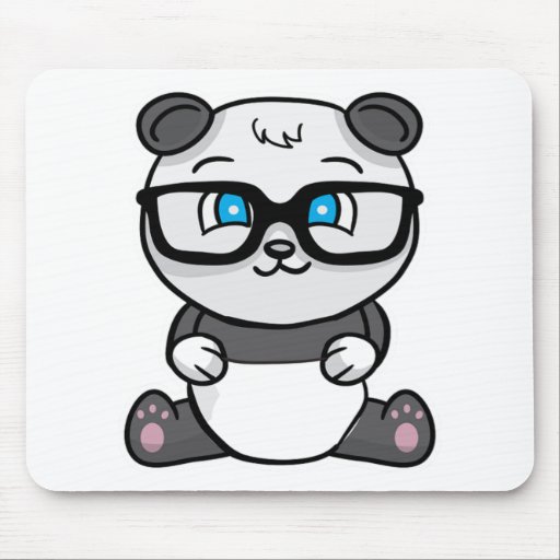 Cute Little Bear Panda Nerd Kawaii Gift Mouse Pad