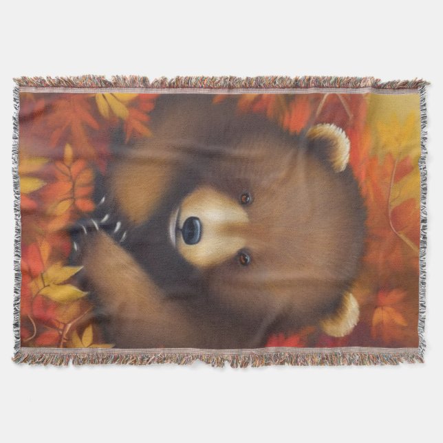 Cute Little Bear Throw Blanket (Front)