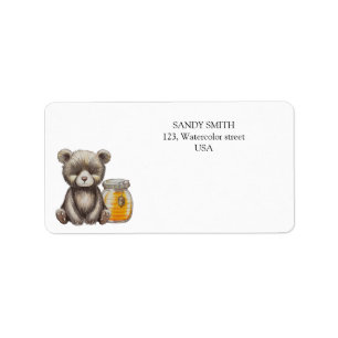 Cute Little Bear with honey jar Label