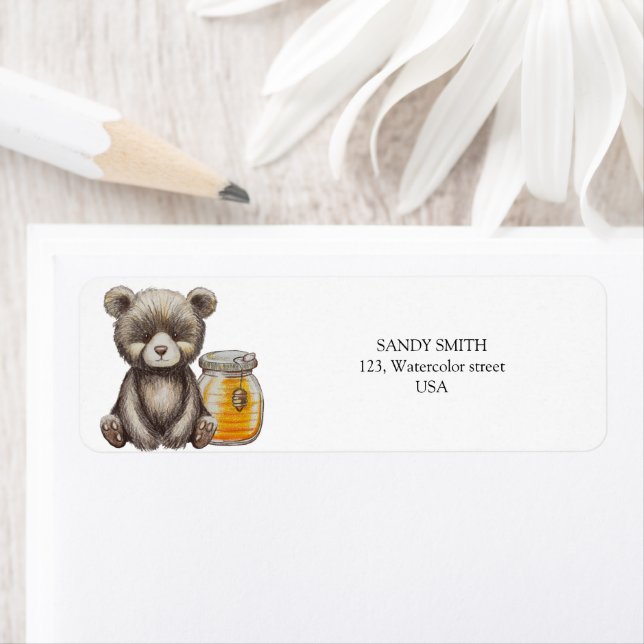 Cute Little Bear with honey jar Label (Insitu)