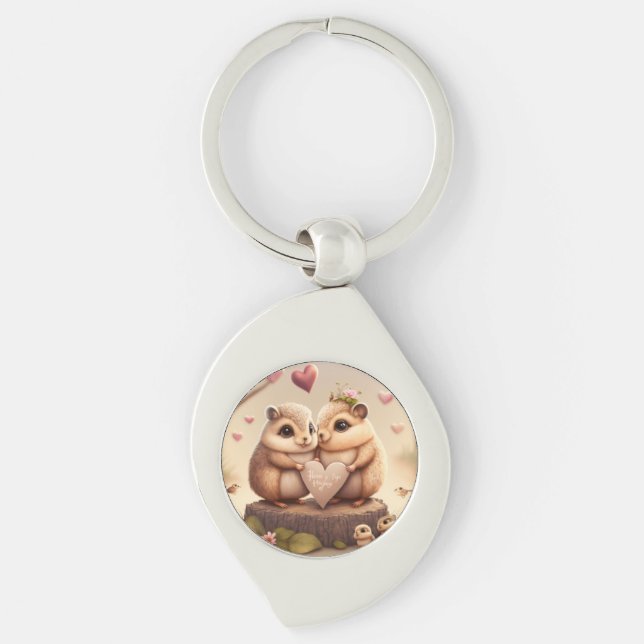 Cute little bears cartoon  accent pillow keychain (Front)