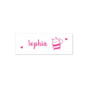 Cute Little Bee And Hearts  Handwritten Font Name Self-inking Stamp by RustyDoodle at Zazzle