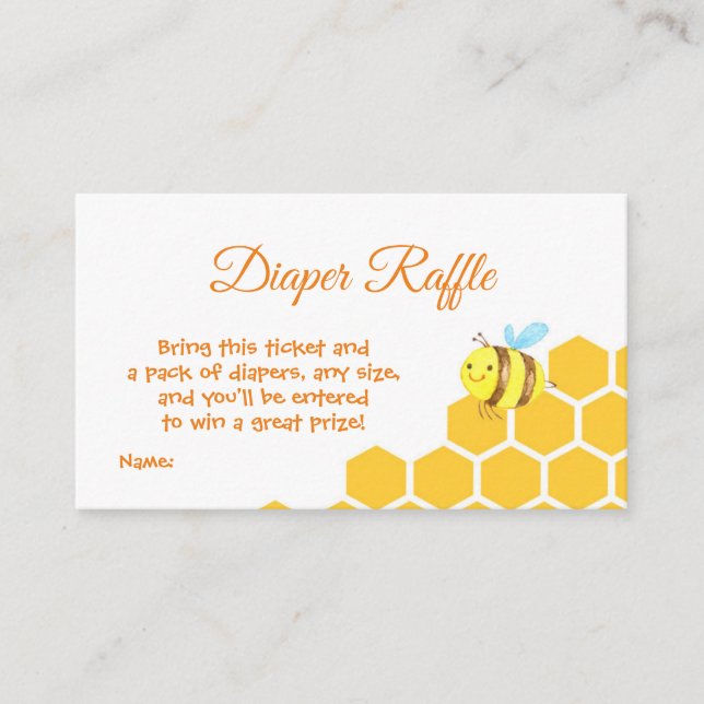 Cute Little Bee Baby Shower Diaper Raffle Enclosure Card (Front)