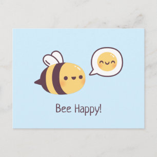 Cute Little Bee Doodle Bee Happy Postcard