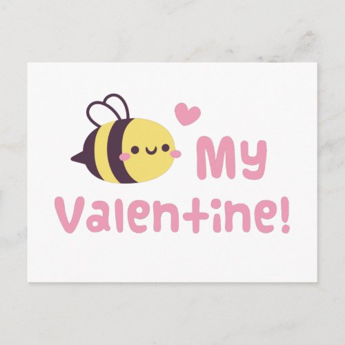Cute Little Bee Doodle Bee My Valentine Pun Postcard