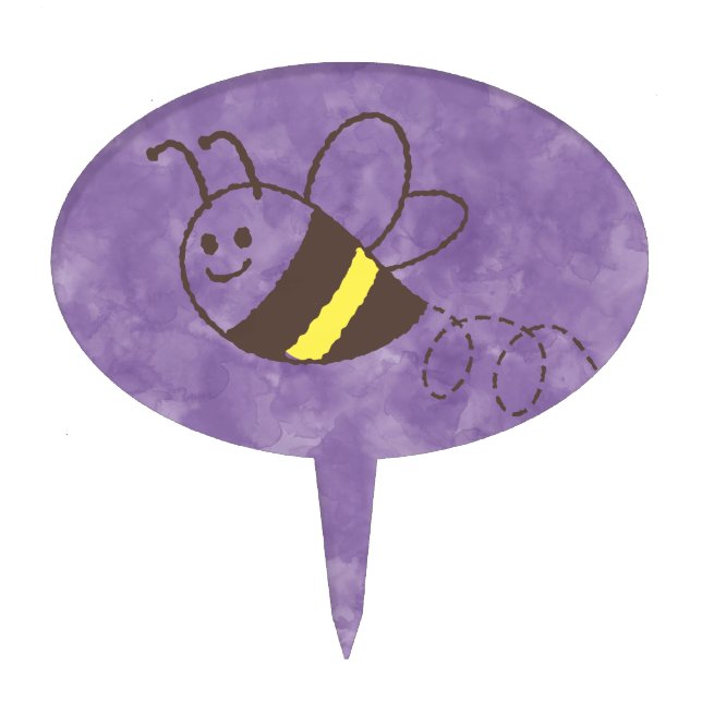 Cute Little Bee Flying Watercolor Baby Shower Cake Topper (Front)