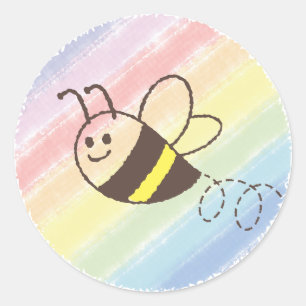 Cute Little Bee Flying Watercolor Baby Shower Classic Round Sticker