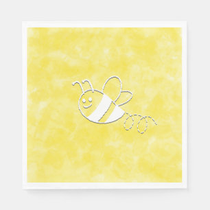 Cute Little Bee Flying Watercolor Baby Shower Napkins
