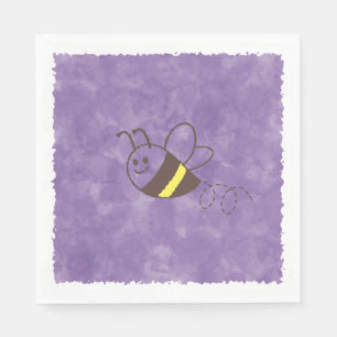 Cute Little Bee Flying Watercolor Baby Shower Napkins