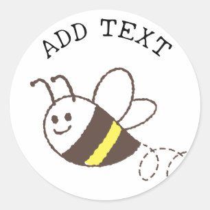Cute Little Bee Flying White Baby Shower Classic Round Sticker