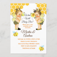 Cute Little Bee Gender Reveal Bee Party Invitation