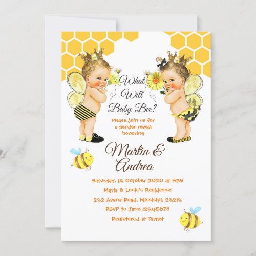 Cute Little Bee Gender Reveal Bee Party Invitation