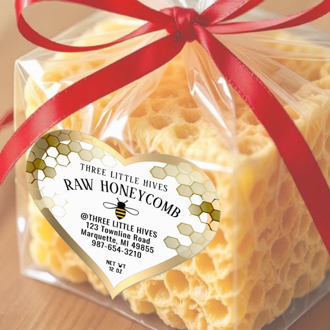 Cute Little Bee HONEYCOMB Label Gold Border (Creator Uploaded)