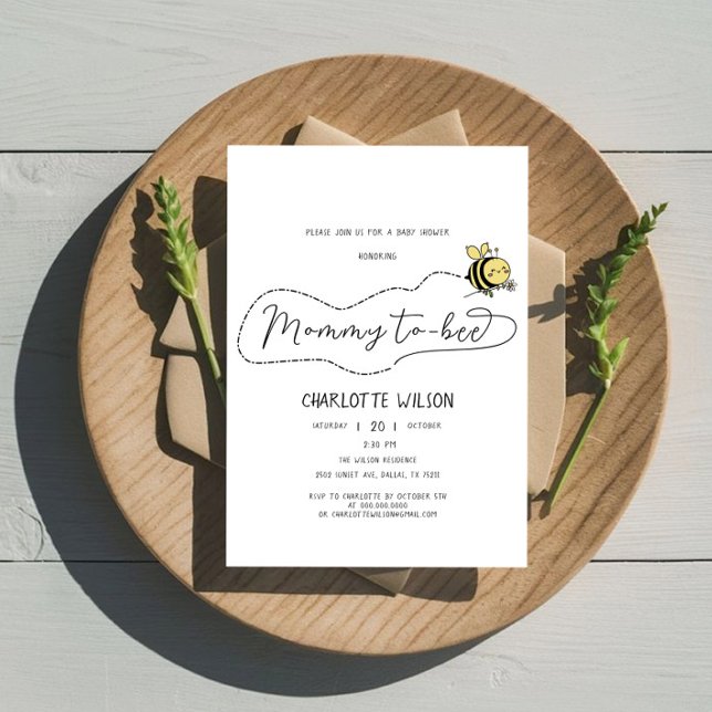 Cute Little Bee Mommy To Bee Baby Shower Invitation (Creator Uploaded)