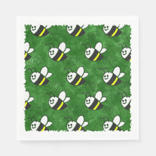 Cute Little Bee Pattern Watercolor Baby Shower Napkins