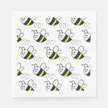 Cute Little Bee Pattern White Baby Shower
