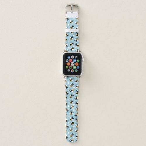 Cute little bees and daisy flowers pattern apple watch band