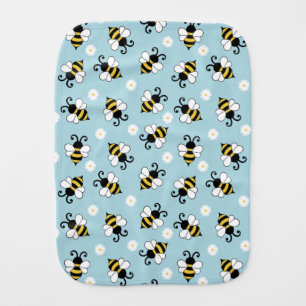 Cute little bees and daisy flowers pattern baby burp cloth