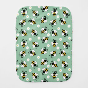 Cute little bees and daisy flowers pattern baby burp cloth