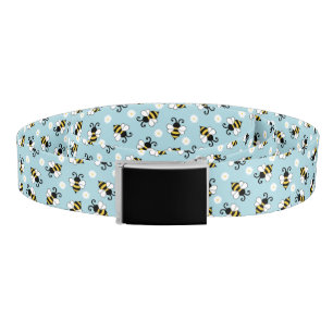 Cute little bees and daisy flowers pattern belt