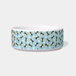 Cute little bees and daisy flowers pattern bowl<br><div class="desc">Seamless pattern with cute little flying bees and white daisy flowers decoration on light blue background</div>