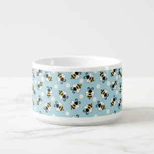Cute little bees and daisy flowers pattern bowl